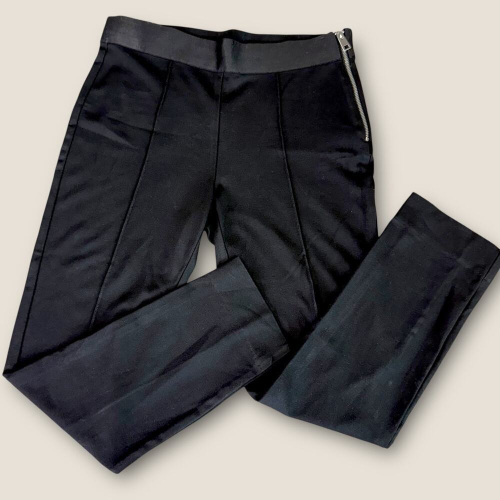 Everlane Crop Ponte Stretch Leggings Pants Mid Rise Women Size 2 Black Side Zip